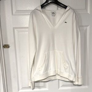 Lacoste Women's White Hoodie lightweight 100% cotton